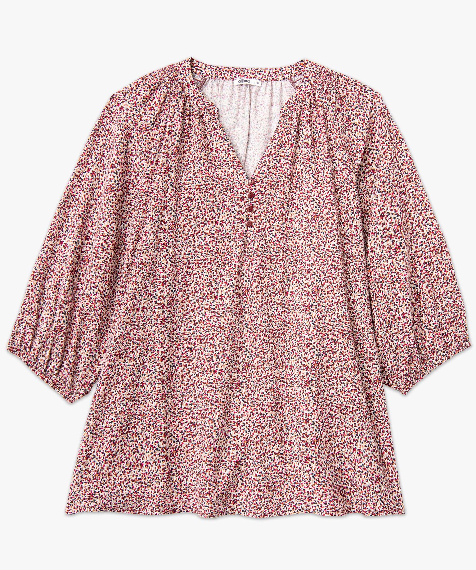Blouse imprimée à manches 3/4 femme grande taille imprime | GEMO