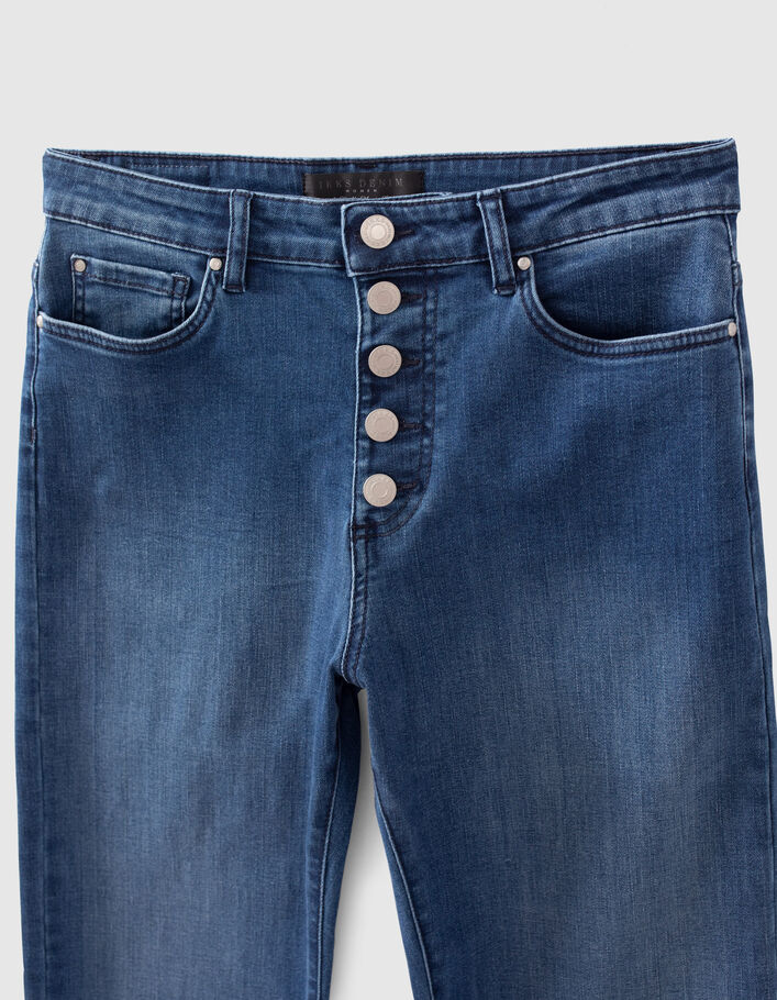 Jean droit bleu taille haute cropped effet sculpt up Femme