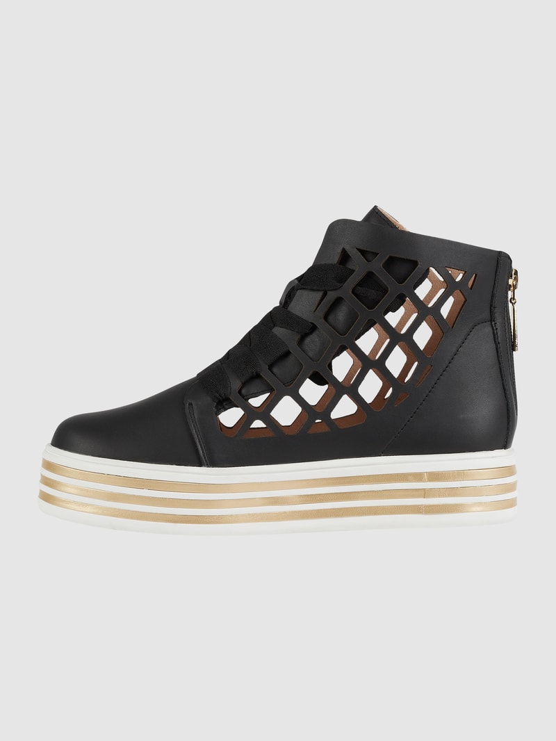 High Top Sneaker aus Leder mit Plateausohle Modell 'Novara' in schwarz