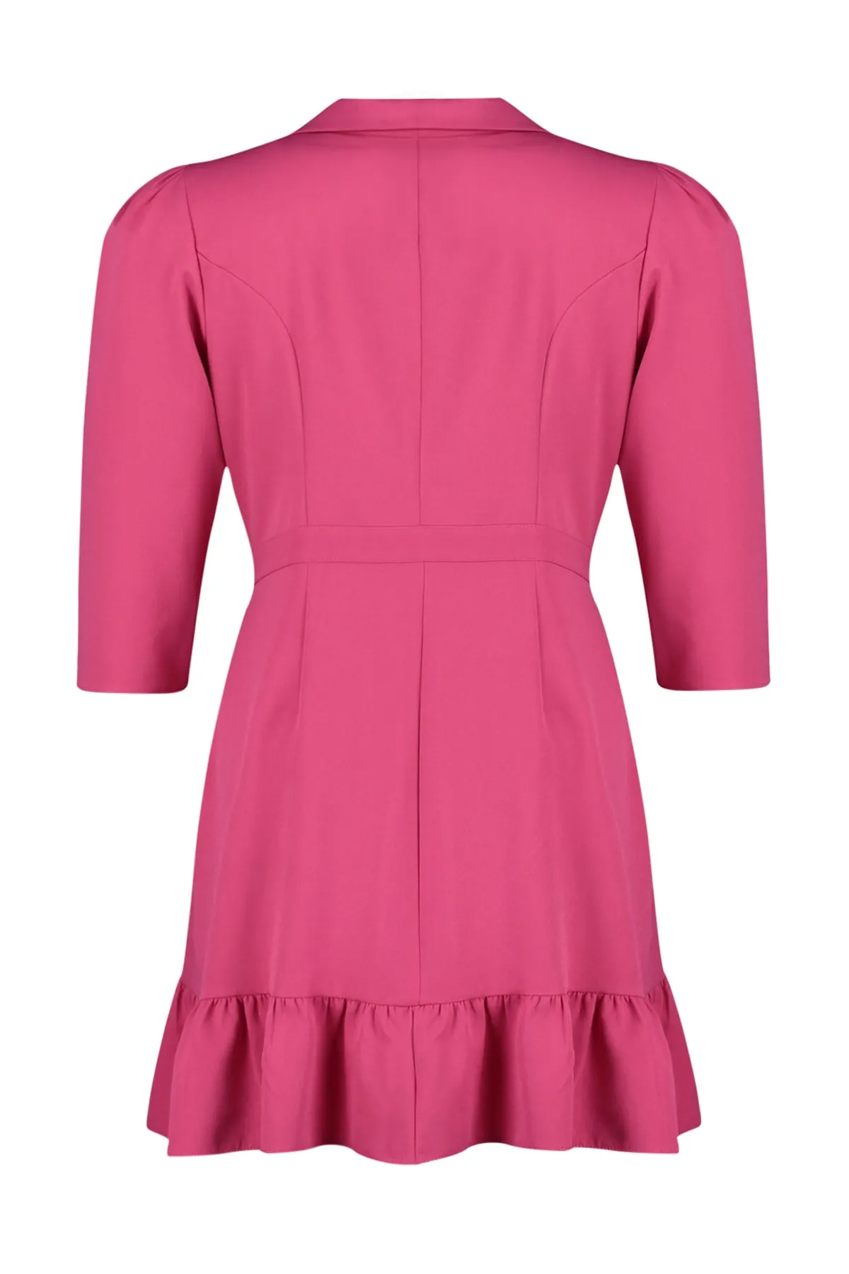 Trendyol Curve  Fuchsia Plus Size Ungefüttertes Mini-Webjackenkleid mit Dreiviertelärmeln TBBAW23AH00042
