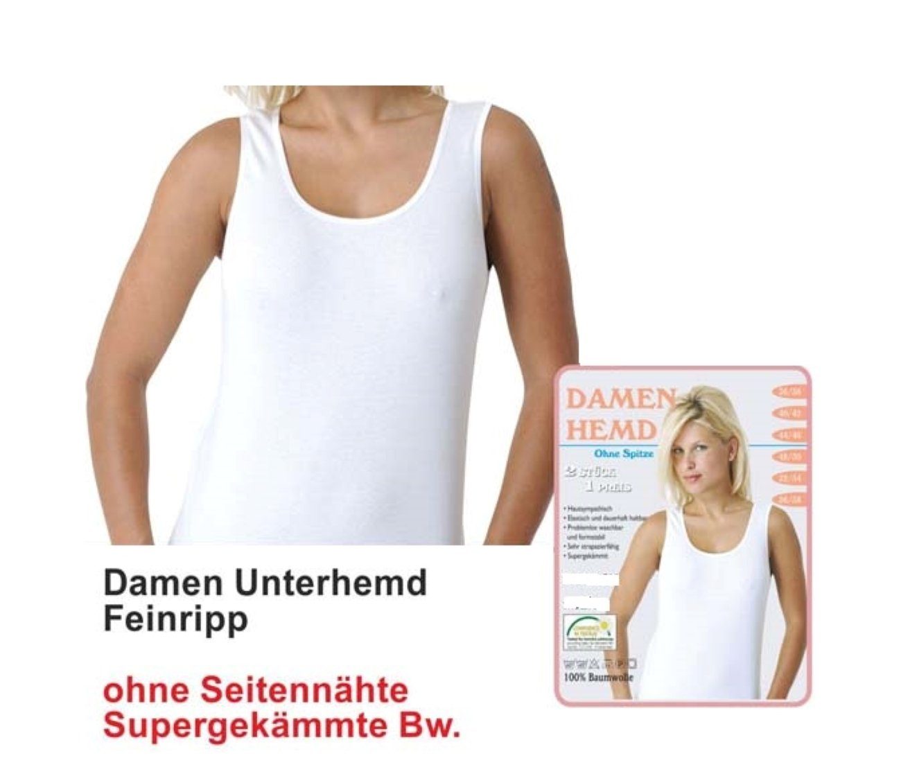 cwonlineshop Unterhemd Tank Top Achselshirt für Damen Tanktop aus weicher Feinripp-Qualität (Spar-Set 4 Stück, 4-St) 100% Baumwolle (A511-12)