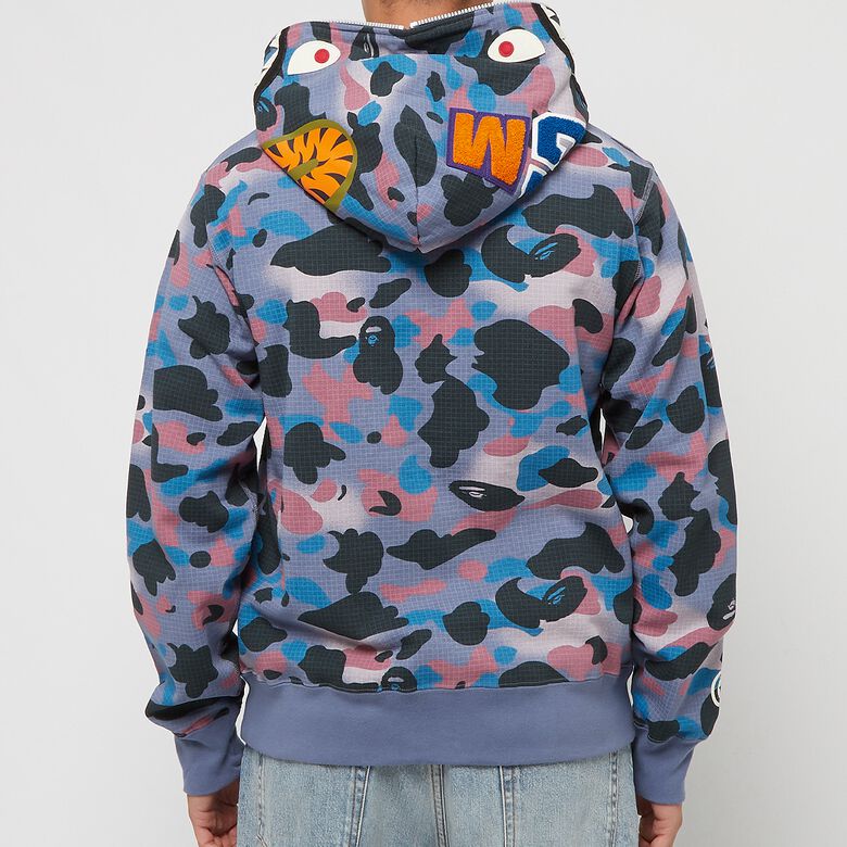 A Bathing Ape Grip Camo Shark Full Zip Hoodie M purple