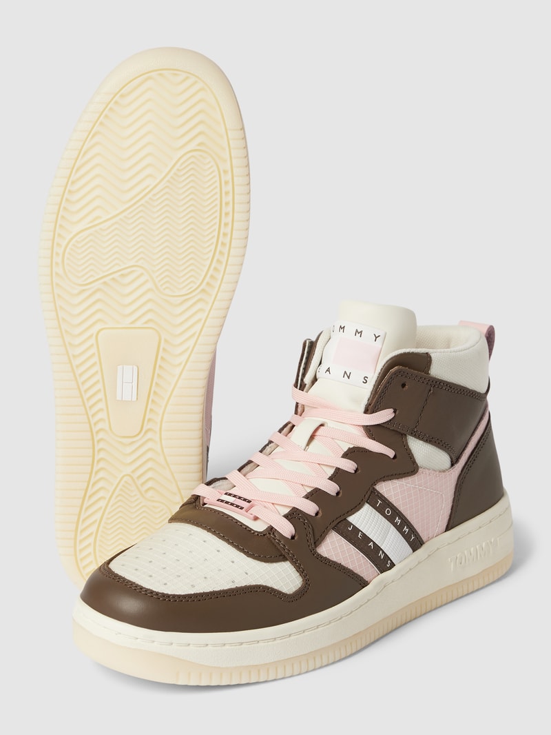 High Top Sneaker mit Label-Detail Modell 'RETRO BASKET' in hellbraun