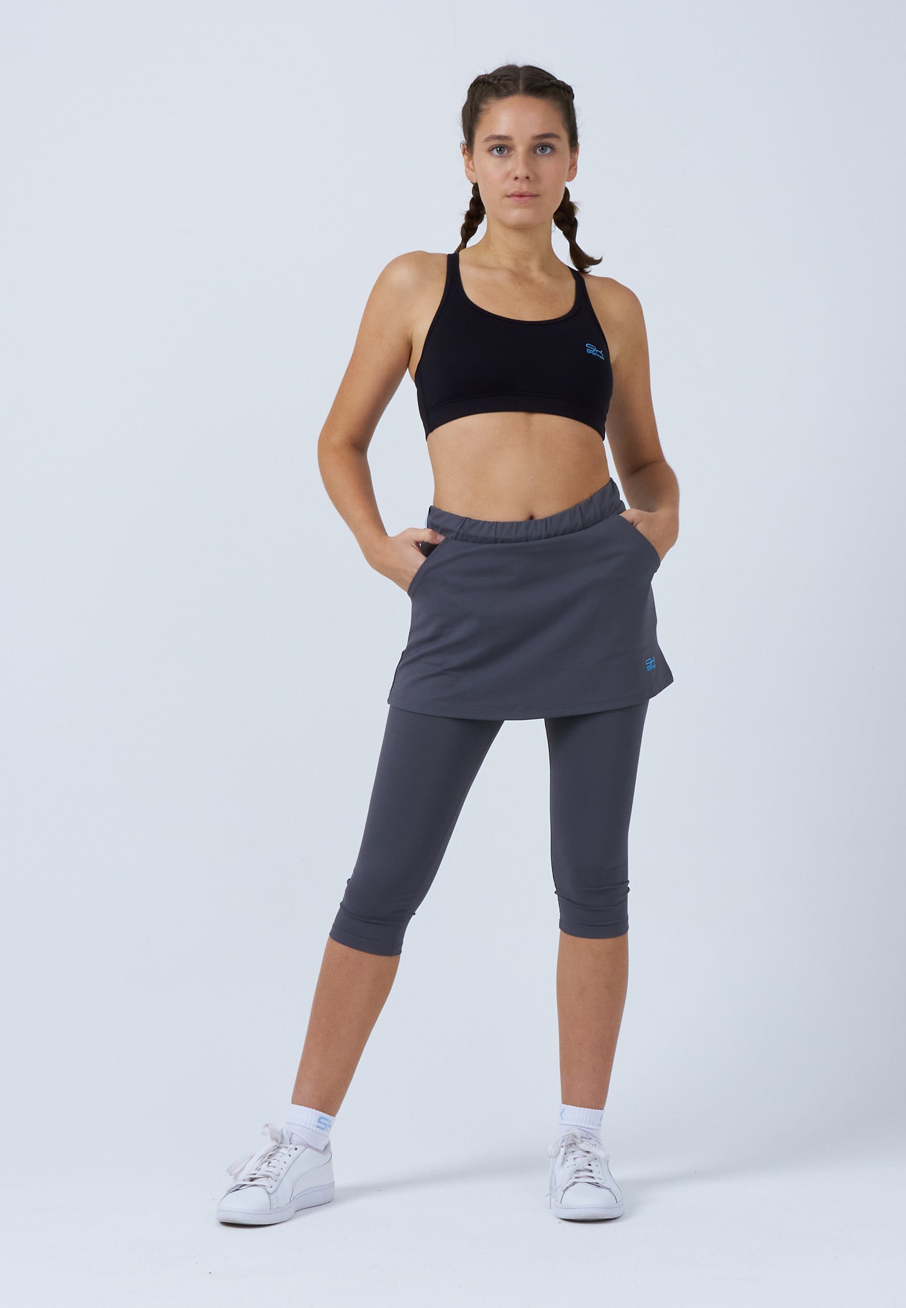 SPORTKIND Tennisrock 2-in-1 Skapri Rock mit Leggings Mädchen & Damen grau
