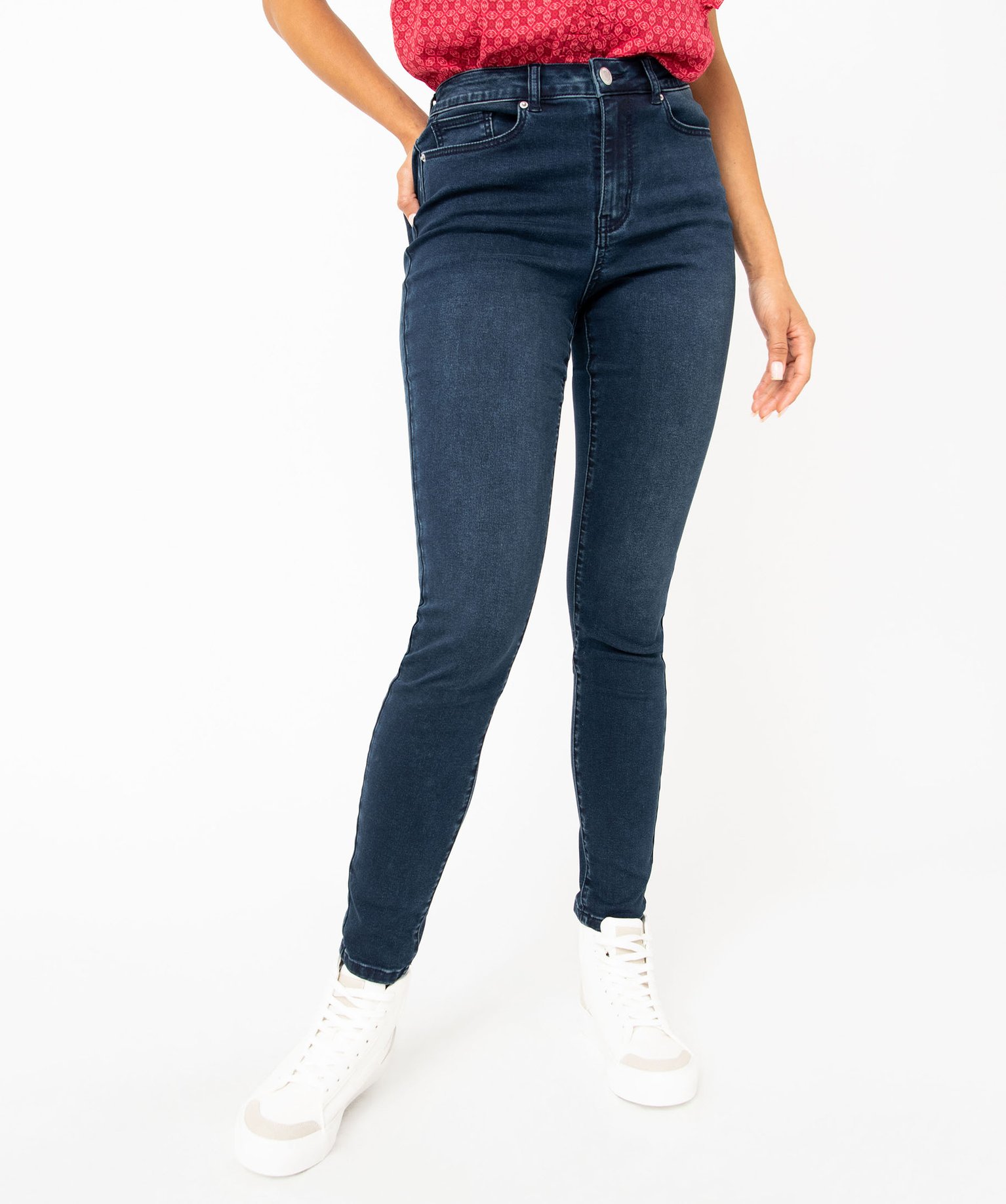 Jean Skinny taille haute stretch femme blue black | GEMO