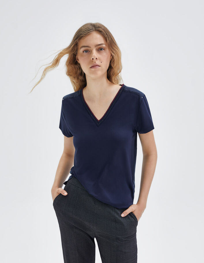 Tee-shirt marine bord-côte marine rayé Femme