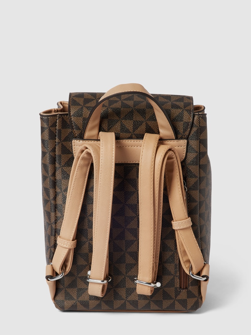 Rucksack mit Allover-Muster Modell 'Barina' in dunkelbraun