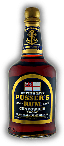 Pussers British Navy Black Label Gunpowder Proof 54,5% Pussers British Navy Black Label Gunpowder Proof 54,5% Kräftiger Navy Rum mit süßlichem Bouquet und feiner Würze. 0,7	 Liter - Vol 54,5%