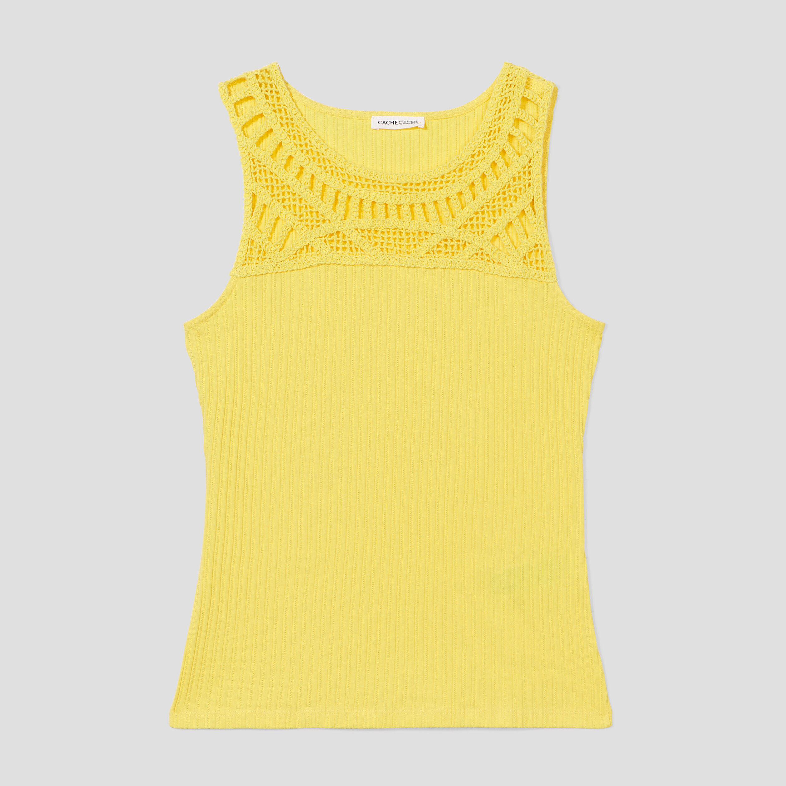 Débardeur détails crochet jaune fluo femme | Cache Cache