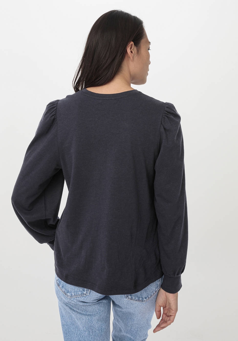 Jersey-Bluse aus Bio-Baumwolle mit Bio-Merinowolle