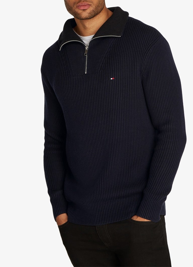 Tommy Hilfiger Rib-knit sweater with half zip and logo