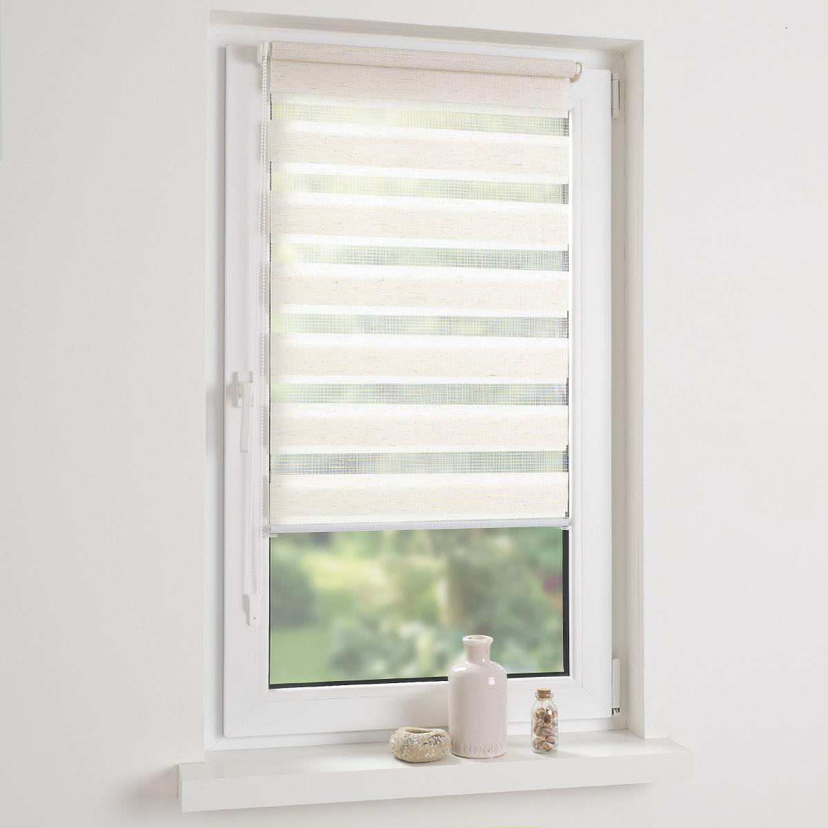 Bella Casa DUO-Rollo mini,Klemmfix Doppelrollo, natur, lichtdurchlässig, Rollo 60 x 160 cm (B x H)