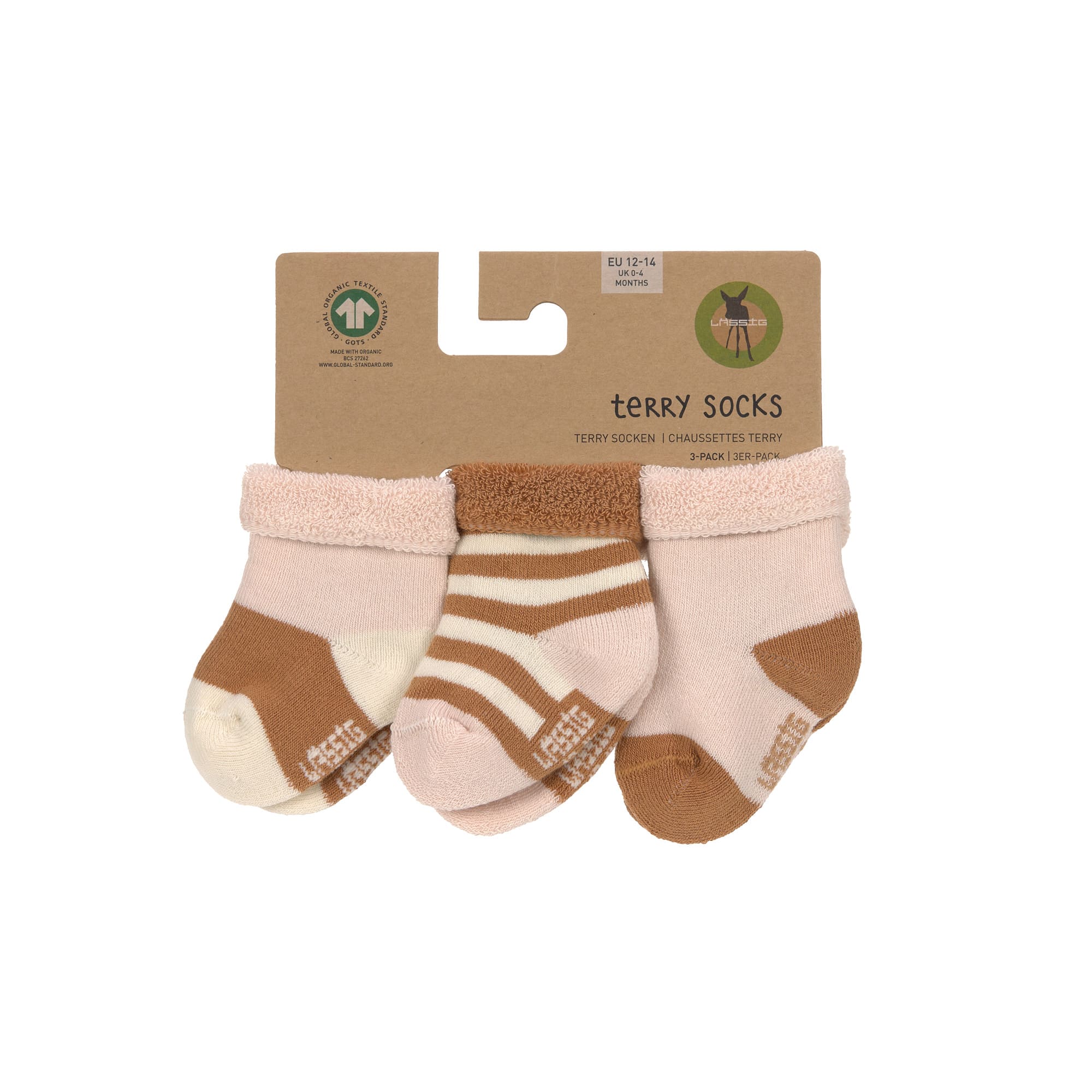 Frottee Socken Kinder (3er Set),  Rosa Karamell
