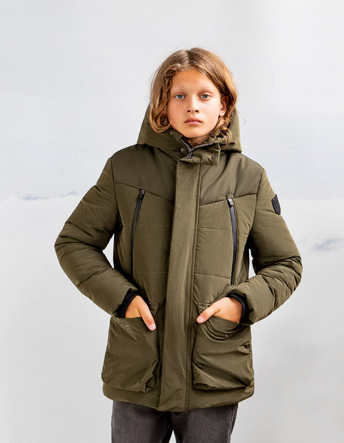 Parka kaki maxi zips waterproof garçon