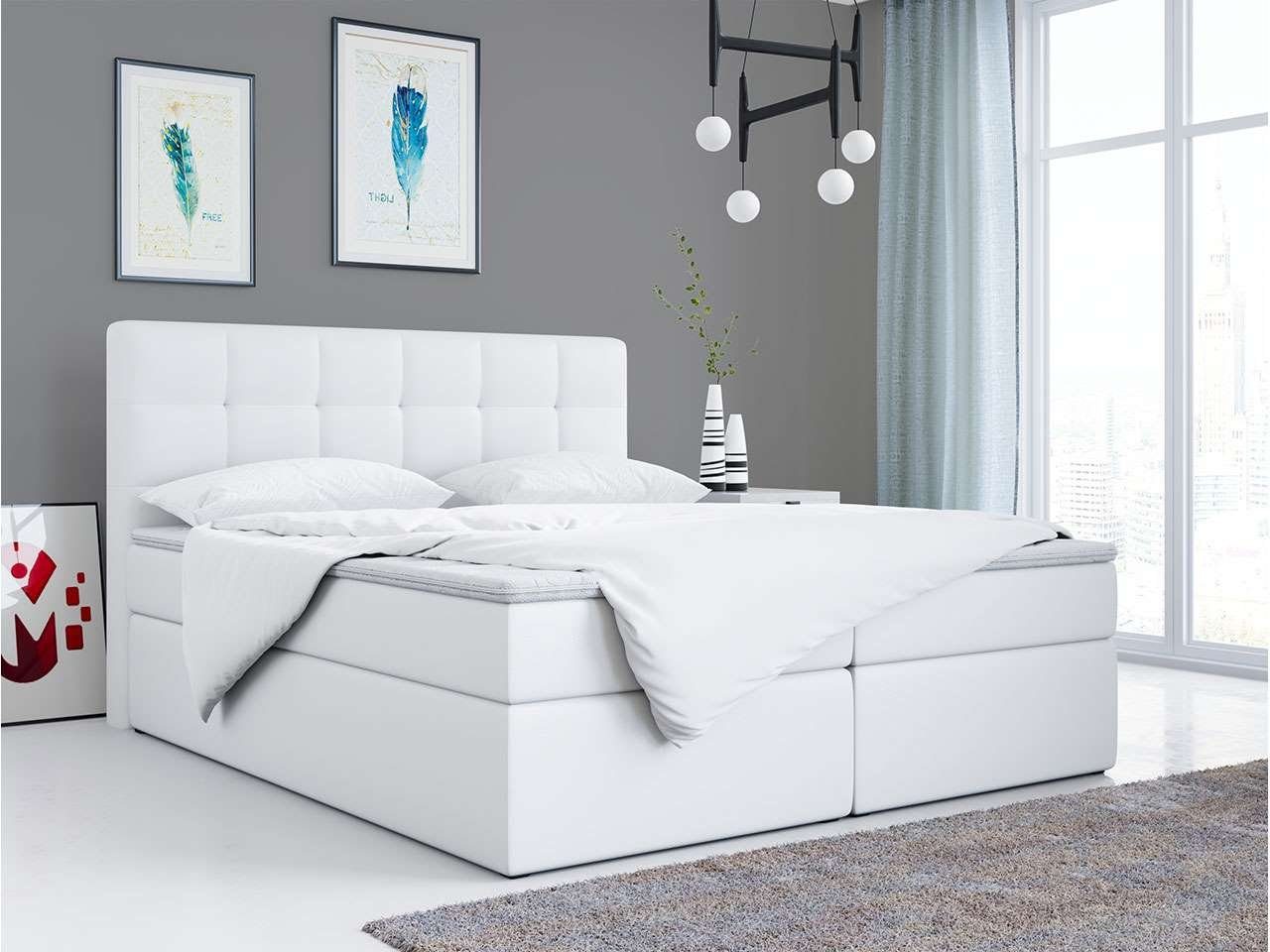 MKS MÖBEL Boxspringbett TOP2, Polsterbett mit Multipocket-Matratze, Stauraumbett