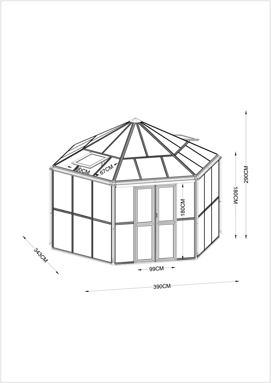 HC Home & Living Wintergarten/Sommergarten haus, Gartenpavillon, ca. 390 x 343 x 290 cm