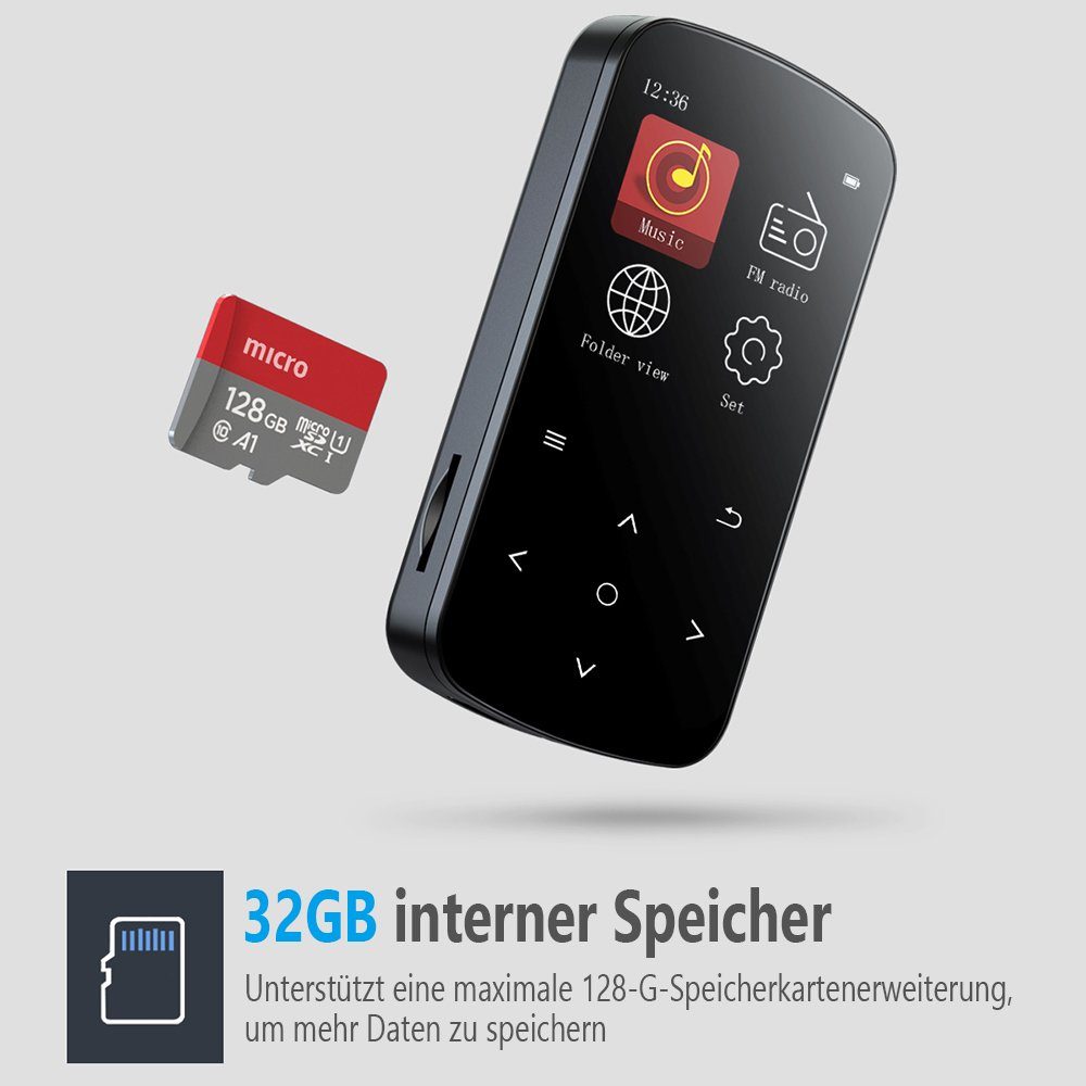 FeelGlad MP3 Player Bluetooth,mit Kopfhörer MP3-Player