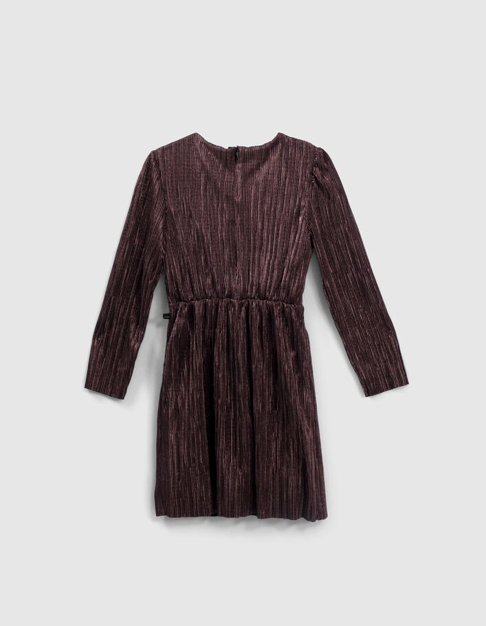 Robe rose lamée plissée volant asymétrique fille