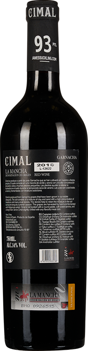 Familia Bastida Cimal Garnacha La Mancha 2019