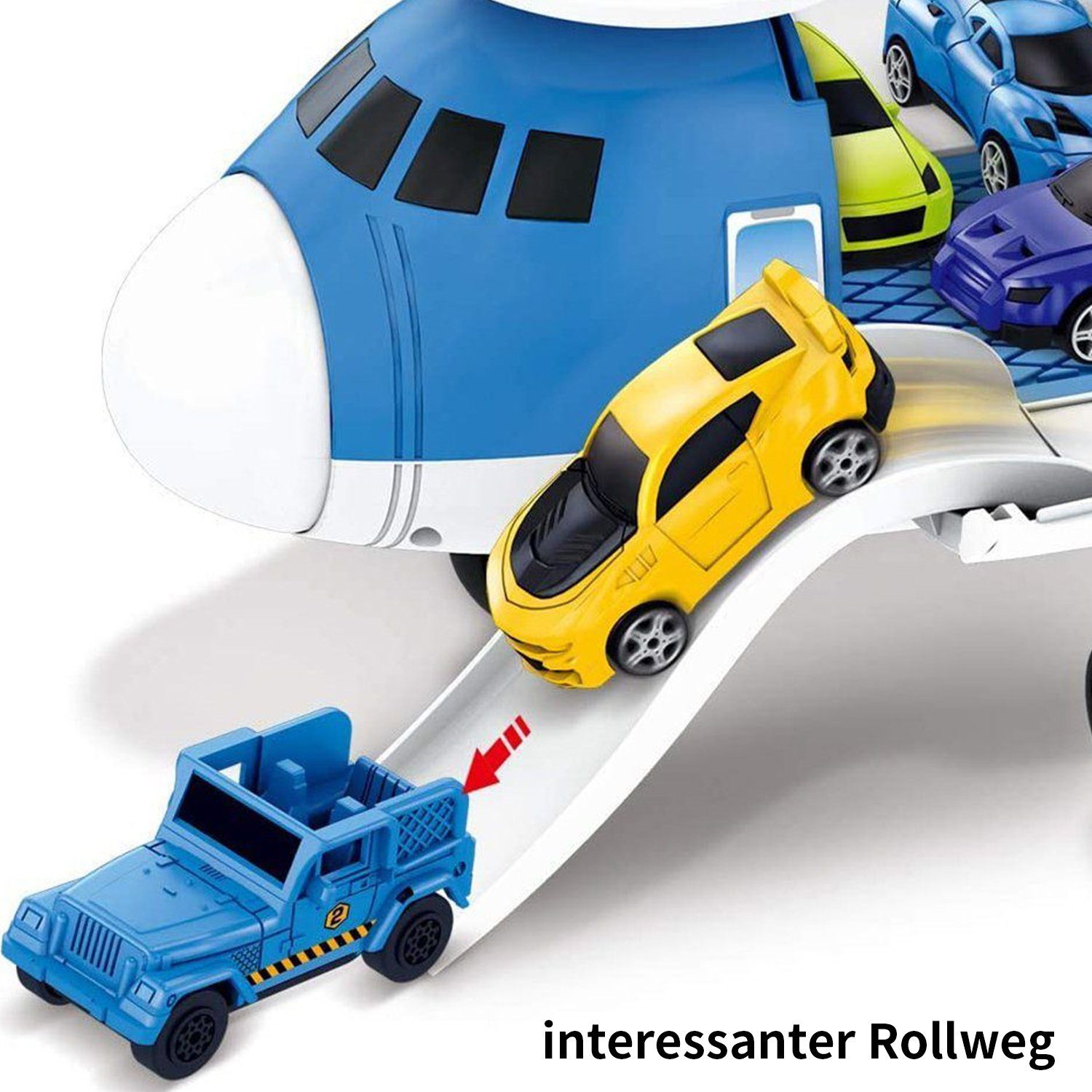 BeebeeRun Spielzeug-Flugzeug Flugzeug-Set mit 9 Autos, Lernspielzeug für Kinder ab 3 Jahre, Transportflugzeug-Spielzeug-Set, Weihnachtsgeschenk