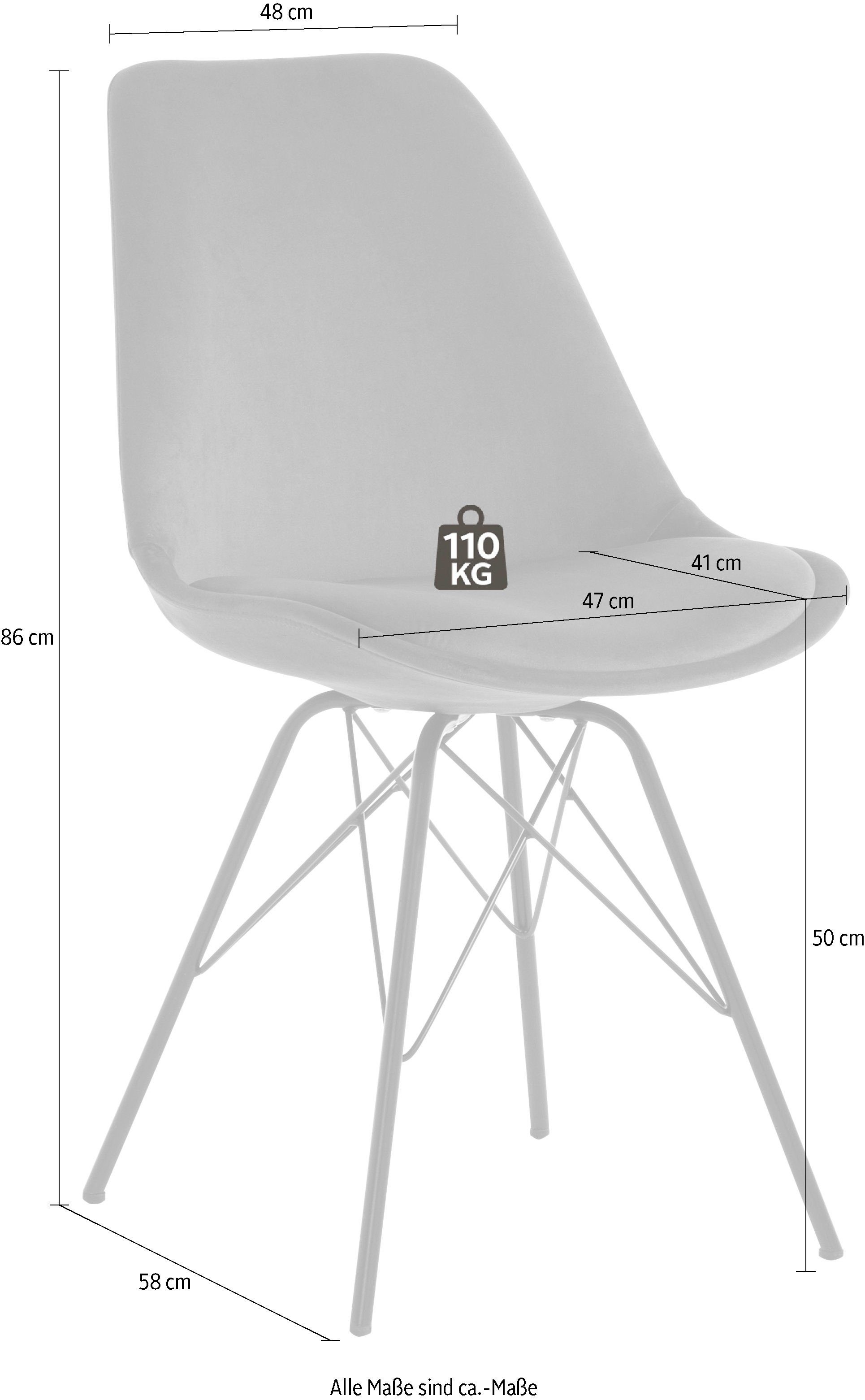 Homexperts Esszimmerstuhl Ursel 02 (Set, 2 St), Sitzschale mit Bezug in Samt