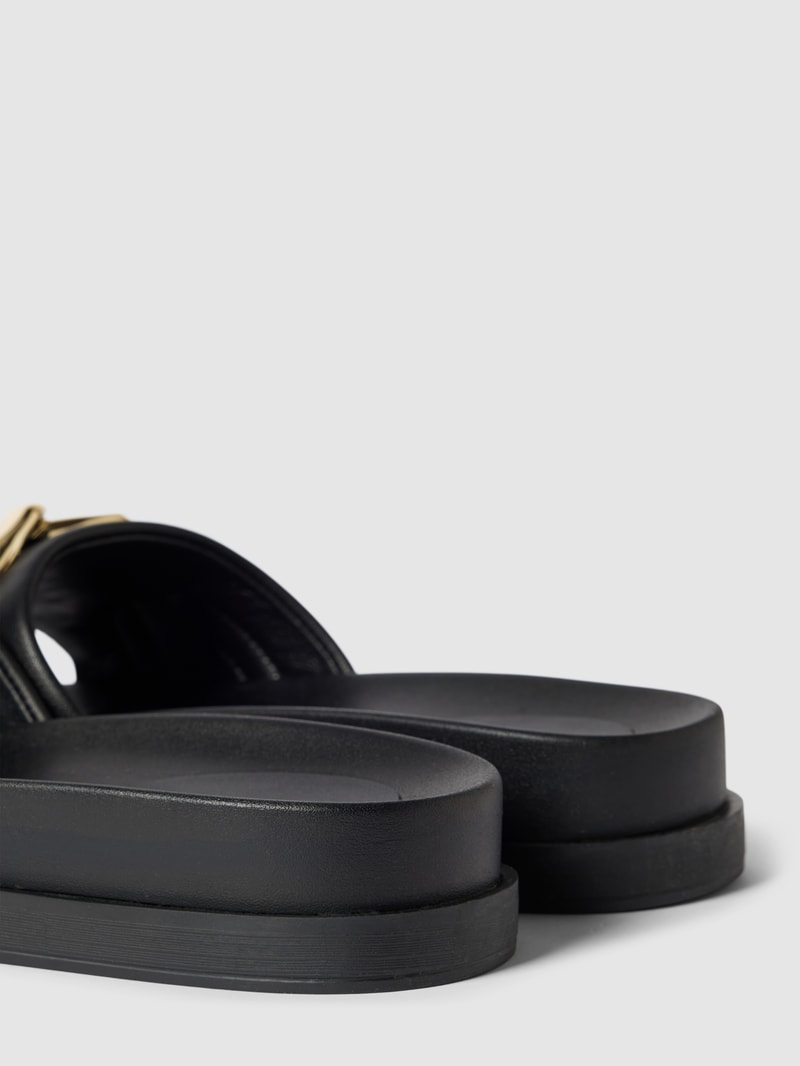 Slides mit Zierbesatz Modell 'MINNIE' in schwarz