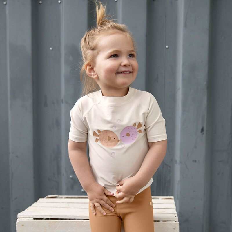 T-shirt anti-UV manches courtes 3-6 mois poisson blanc cassé Lässig