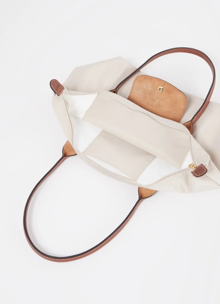 Longchamp Le pliage vihreä M kokoontaitettava olkalaukku nahkayksityiskohdilla