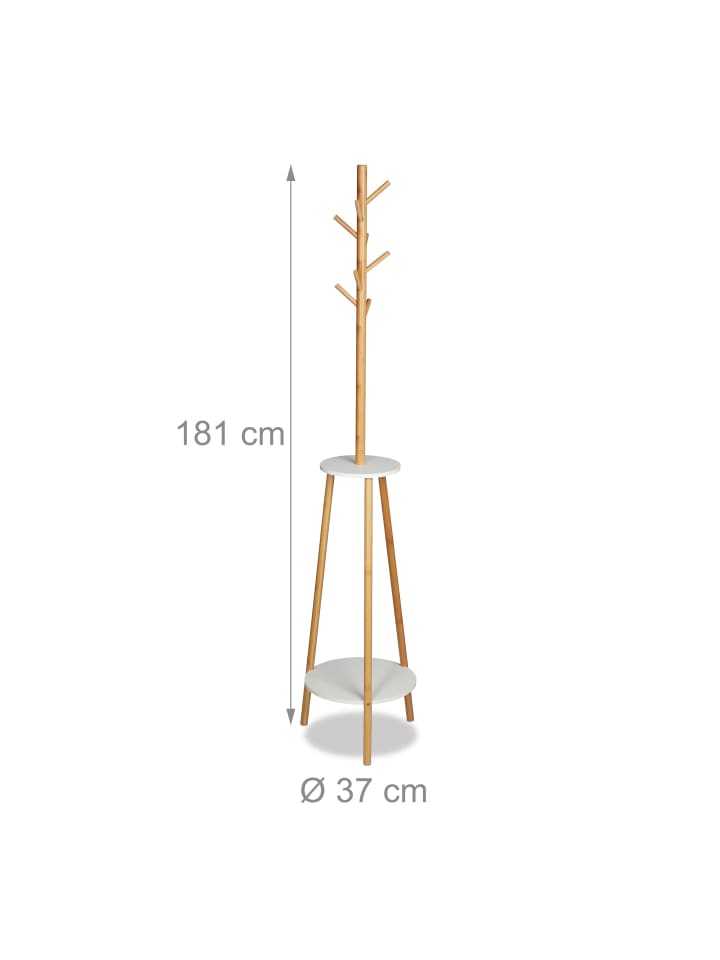 relaxdays Garderobenständer in Natur/Weiß - (H)181 x Ø37 cm günstig kaufen onesize