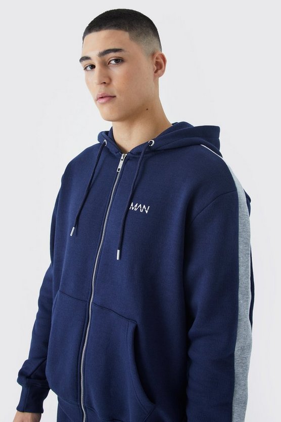 Slim-Fit Original Man Hoodie-Trainingsanzug mit Reißverschluss