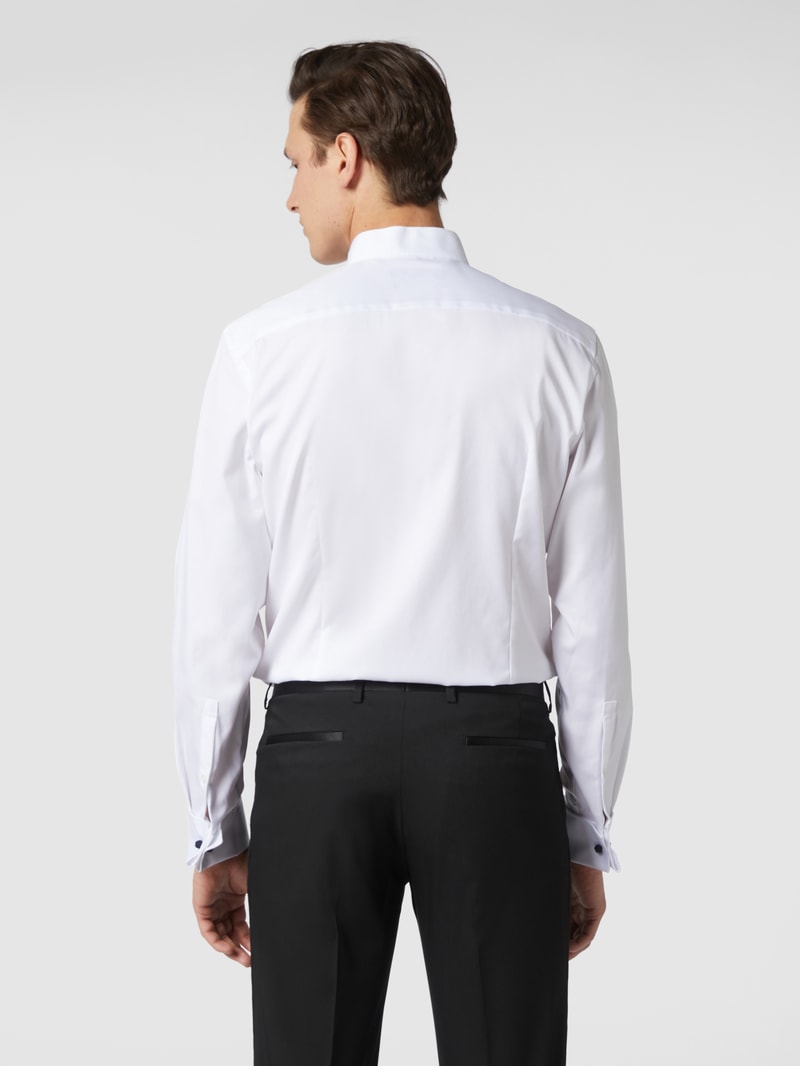 Slim Fit Smoking-Hemd aus Twill in weiß