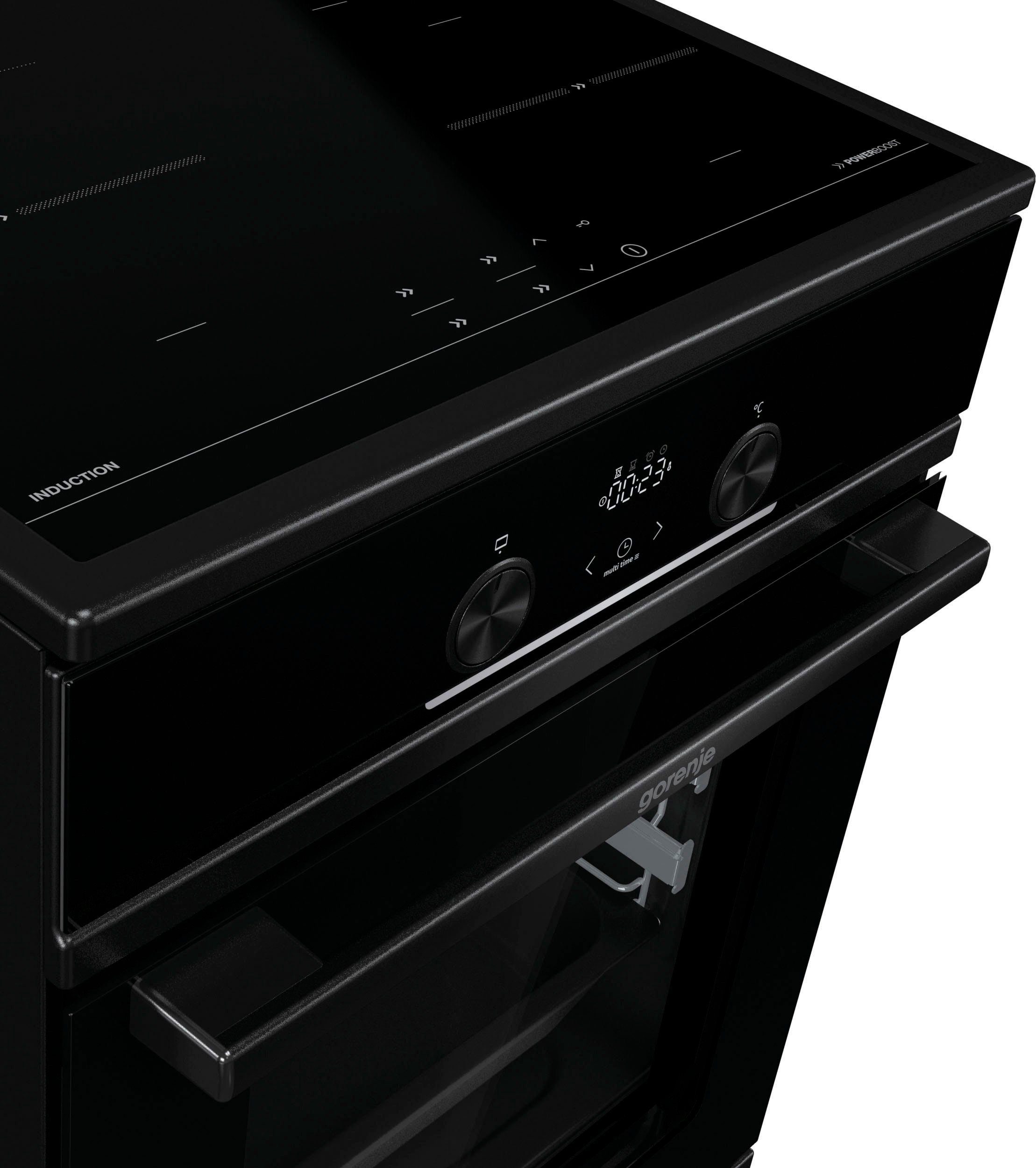 GORENJE Induktions-Standherd GEIT5C60BPG, mit 2-fach-Teleskopauszug, Aqua Clean