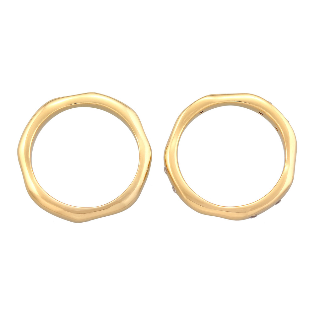 Elli Elli Bague Femmes Bande Set de 2 Basique avec Cristaux de Zirconium en argent ste Bague