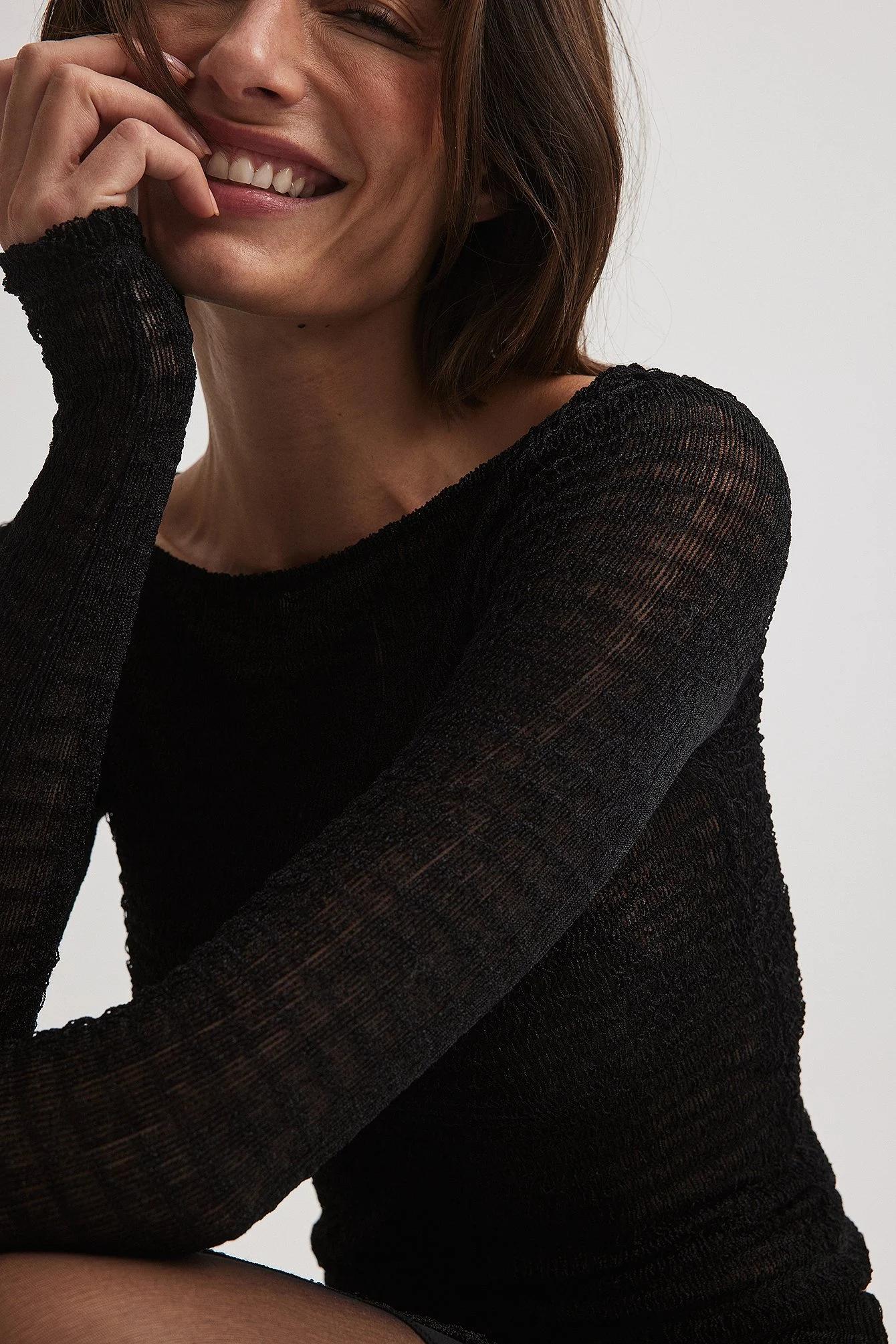 Oberteil mit Rundhalsausschnitt im Distressed-Look