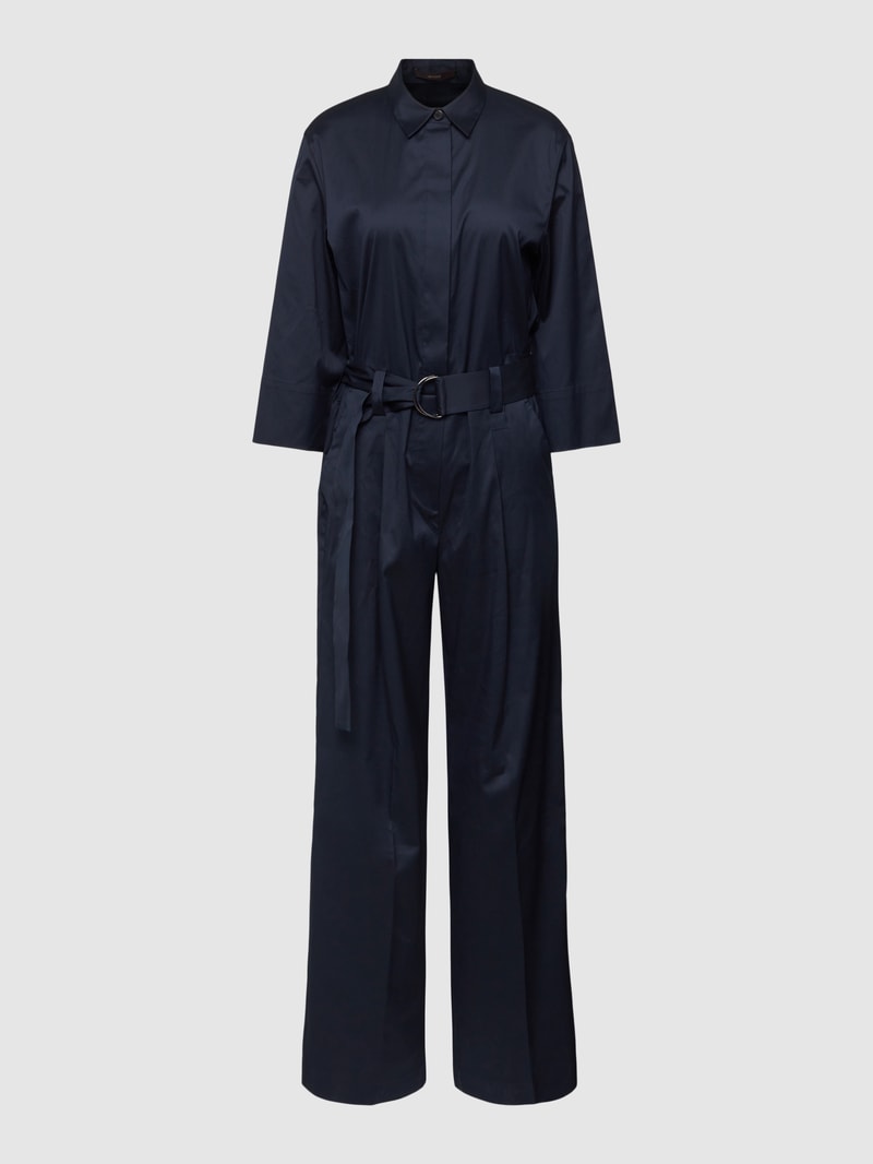 Jumpsuit mit Bindegürtel in marineblau