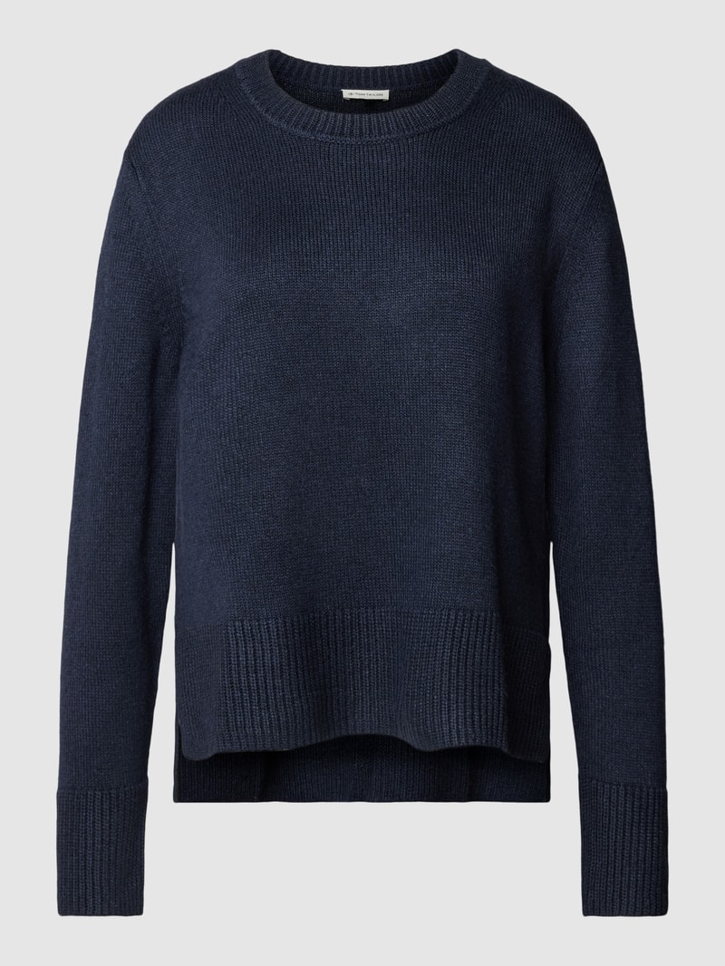 Strickpullover in melierter Optik in marineblau
