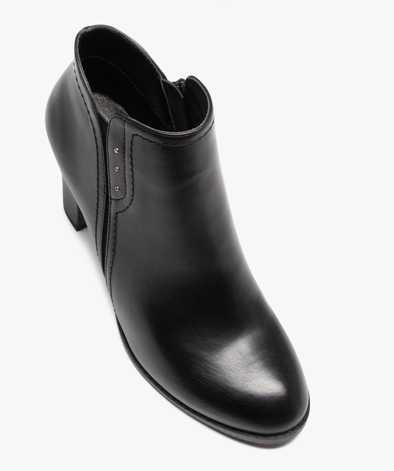 Boots femme unies à talon haut avec détails perles noir | GEMO