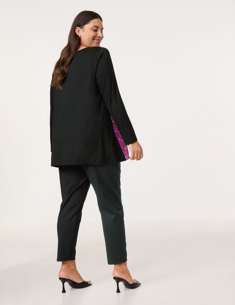 Ausgestelltes Langarmshirt mit Blusenfront