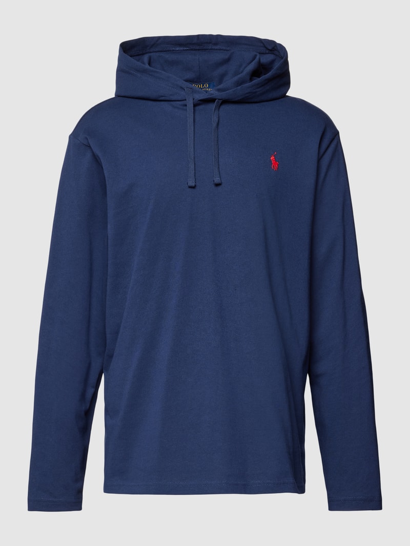 Hoodie mit Logo-Stitching in marineblau