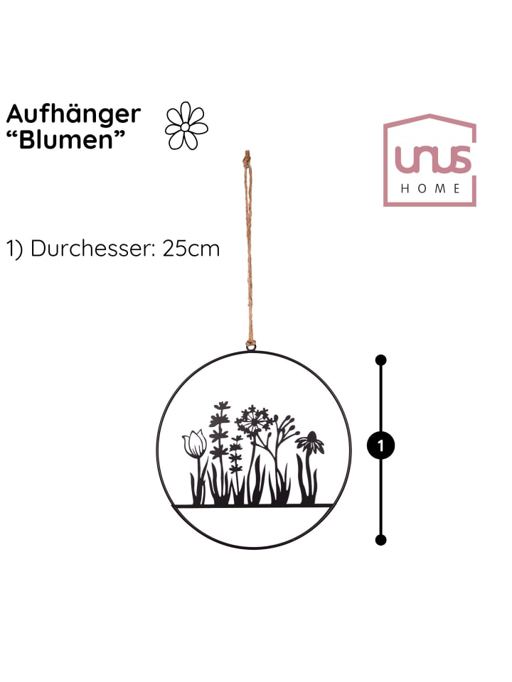 UNUS Aufhänger Blumenornament in Schwarz günstig kaufen onesize