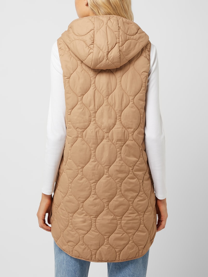 Steppweste mit Kapuze in camel