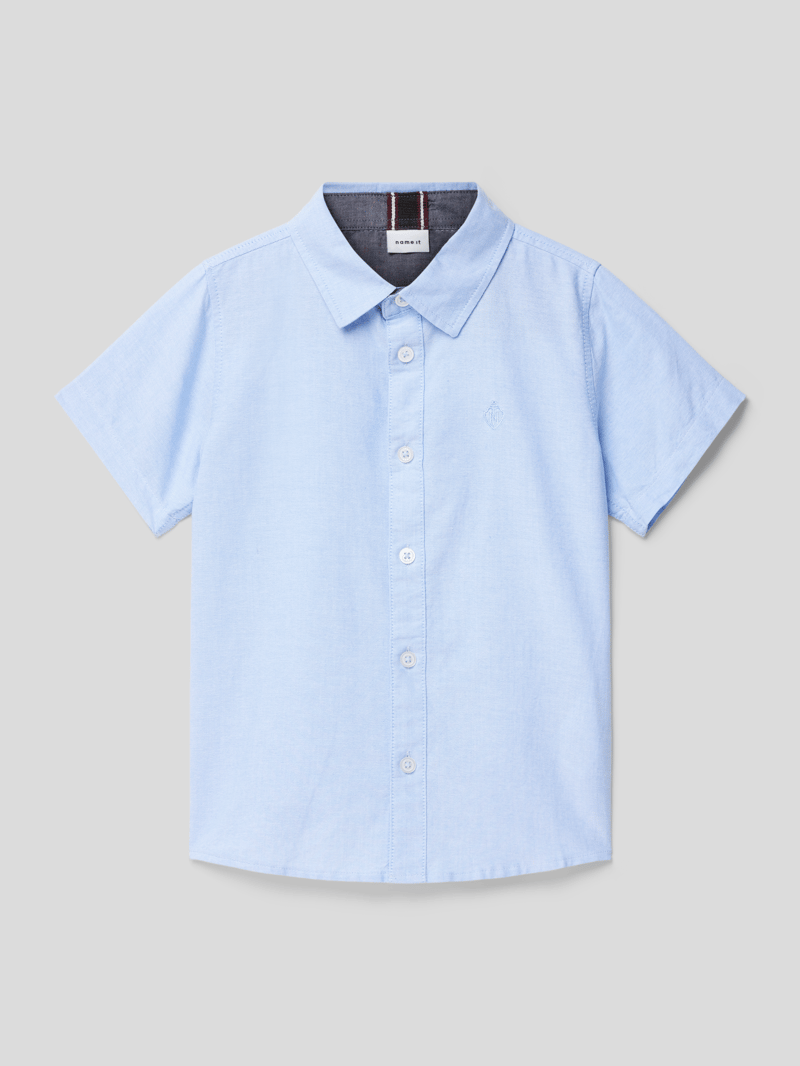 Hemd aus reiner Baumwolle mit Label-Stitching in blau