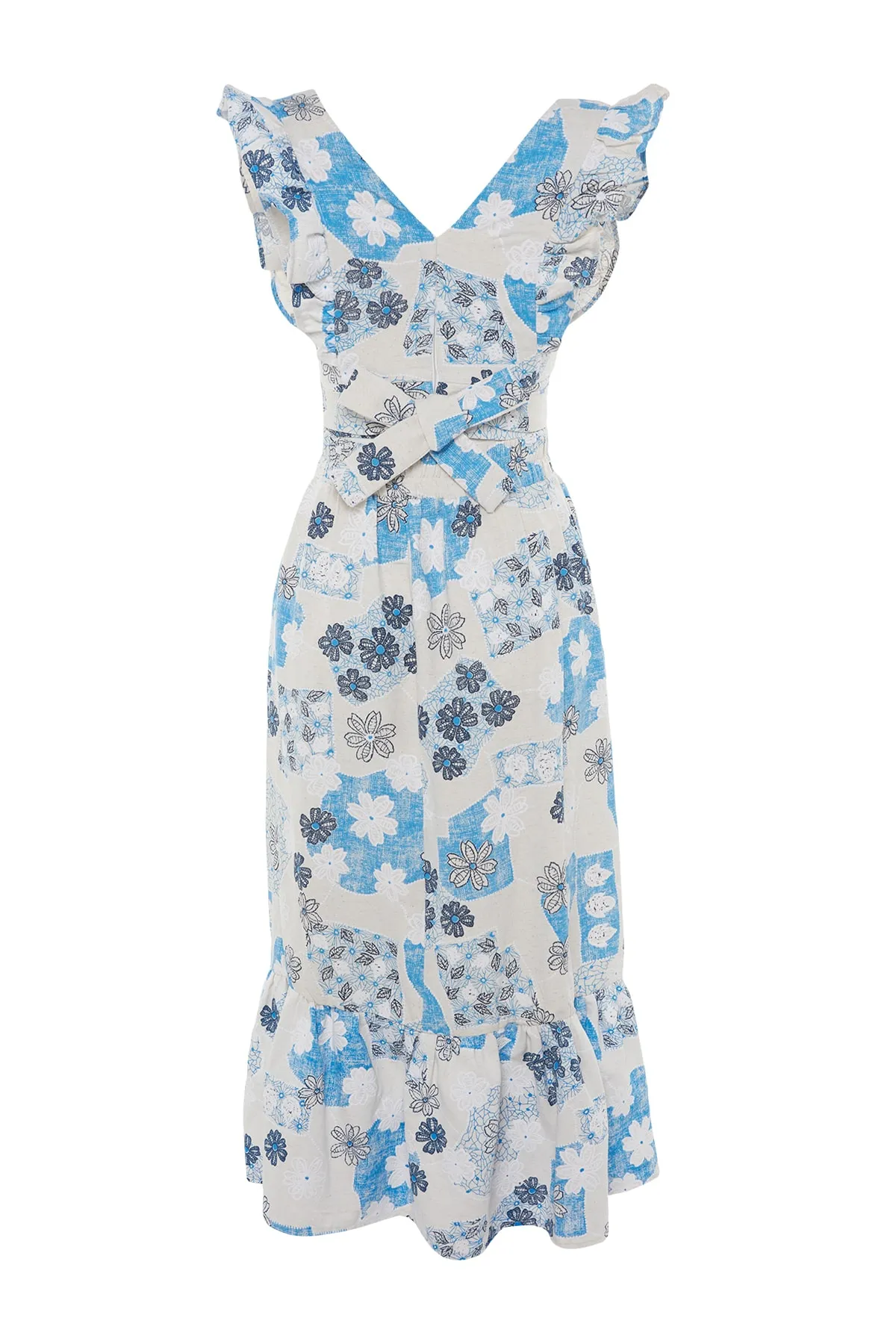 Trendyol Collection  Gewebtes Volant-Blusenrock-Set mit Blumenmuster TBESS23AU00016