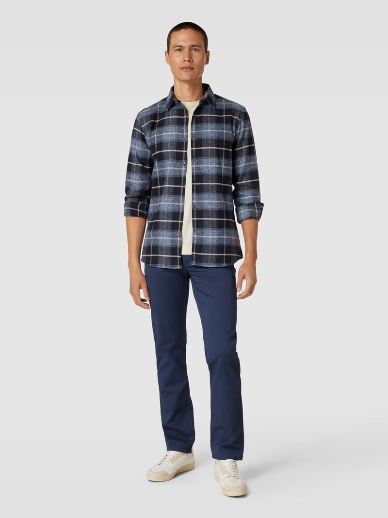 Slim Fit Freizeithemd mit Karomuster in dunkelblau