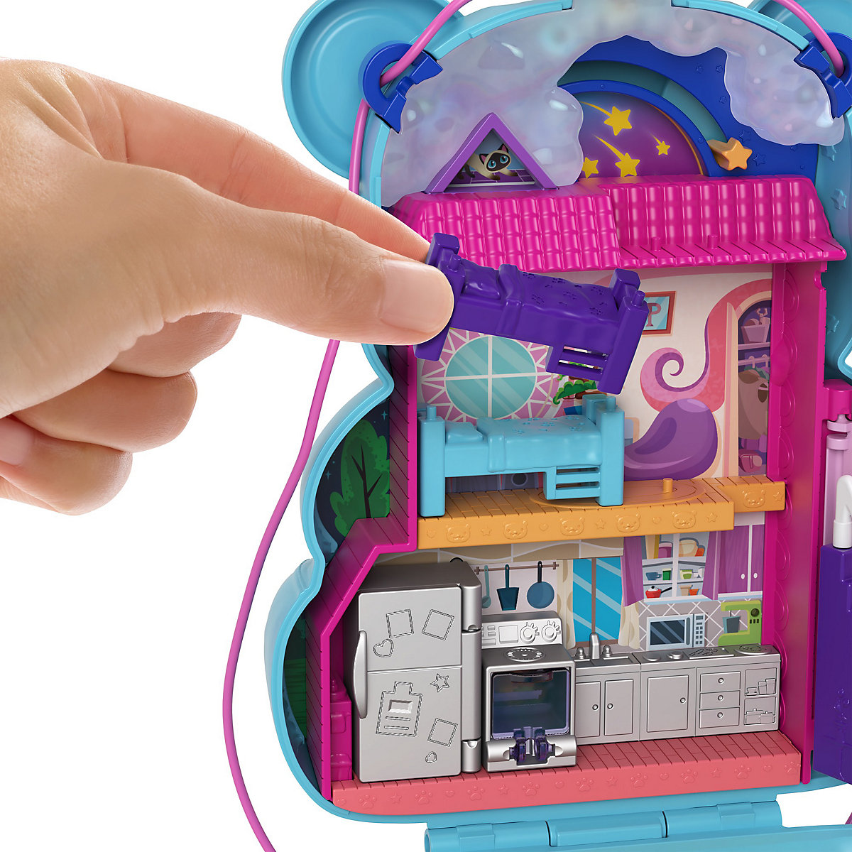 Polly Pocket Sleepover Teddybär-Tasche, inkl. 2 Figuren & Zubehör