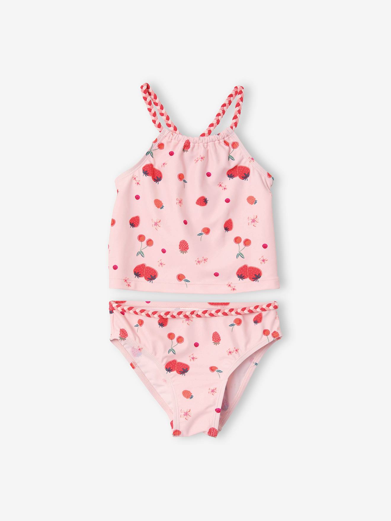 Maillot de bain 2 pièces imprimé fruits fille rose imprimé