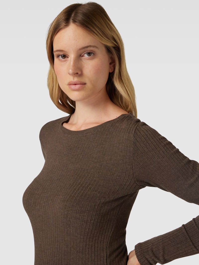 Strickpullover mit Strukturmuster Modell 'Sulikko' in dunkelbraun