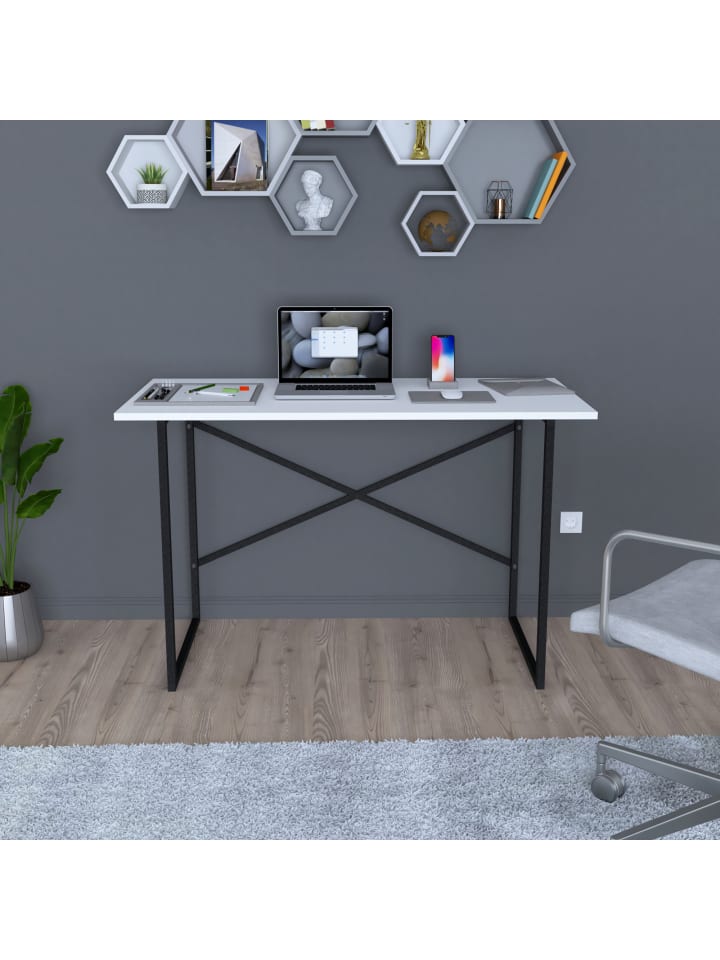 en.casa Schreibtisch Tjeldsund in Weiß (H)75cm (B)60cm (L)120cm günstig kaufen onesize
