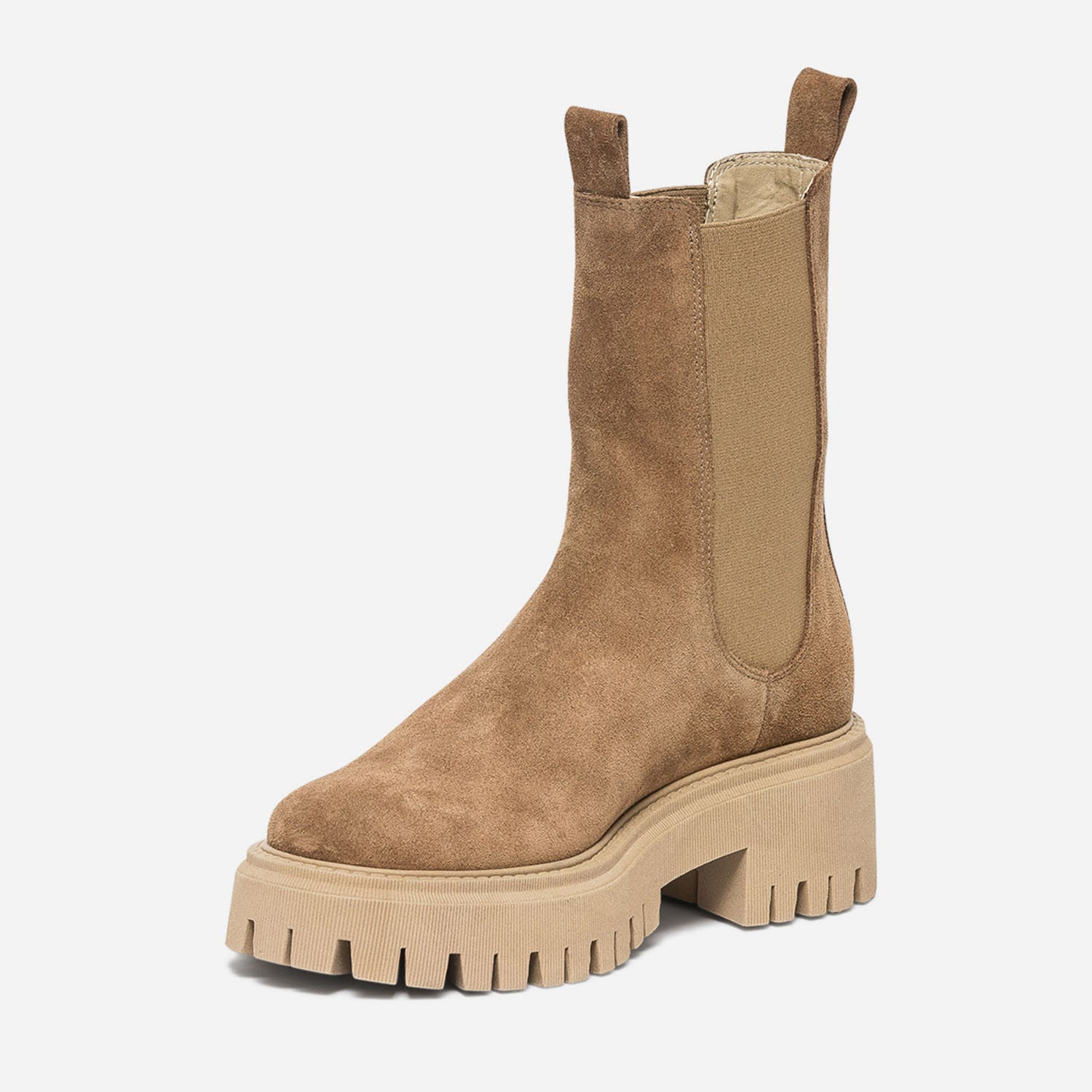 Chelsea boots cranté TEXTO camel cuir velours