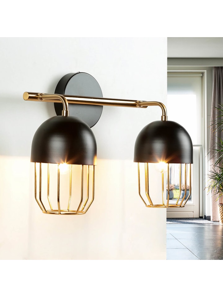 Licht-Erlebnisse Wandlampe in Schwarz Gold günstig kaufen onesize